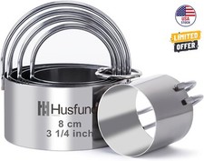 5PCS Round Biscuit Cookie Cutter Set with Handle Stainless Steel Baking Tools