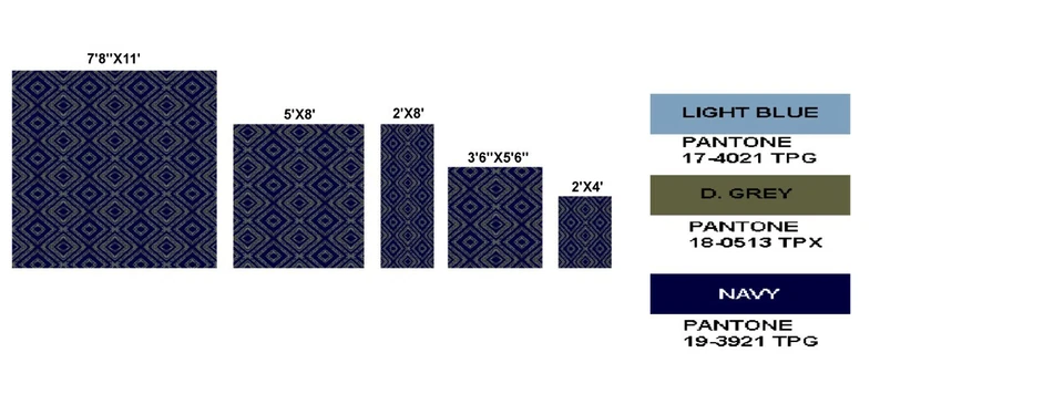 Geometric Diamond - 2'x4', Navy, Moroccan Transitional Area Rug - 516 - Image 2 of 4