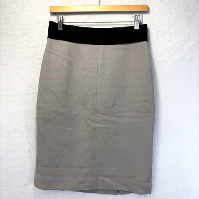 Vintage Per Se Wool Pencil Skirt Womens 4 Gray Black Knee Length Office