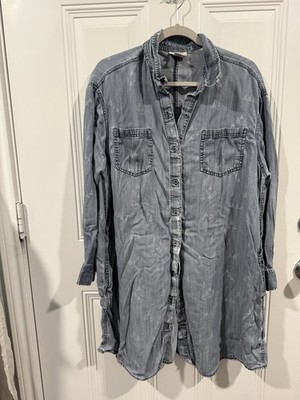 Ariat Women s distressed  Denim Shirt Dress, XL, Western Tee Pees Print