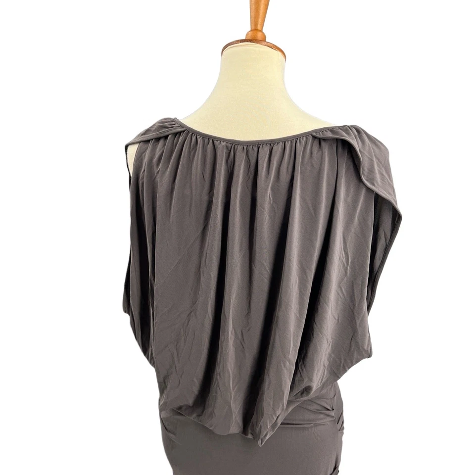 Vestido Halston Heritage Blusa Drapeada Taupe Top Falda Ajustada Talla Grande Foto 4 de 4
