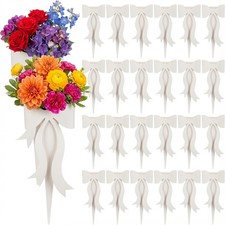 24 PCS Flower Bouquet Holder Mother's Day Single Rose Bow Theme Bags White