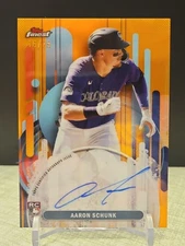 2025 Topps Finest FA-AS Aaron Schunk Rc Orange Refractor Auto