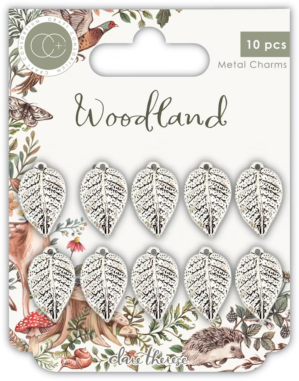 Woodland - Metal Charms - Silver Leaf by Craft Consortium