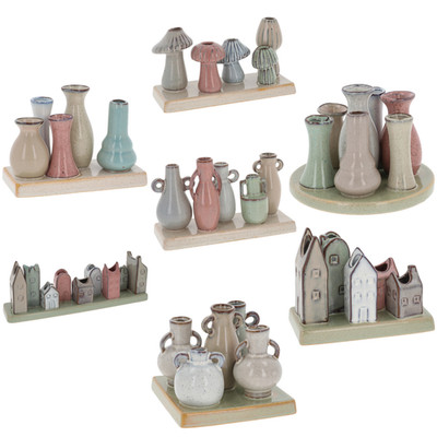 Shudehill Giftware Petite Pottery Mini Vase Set Pastell Blumenvasen