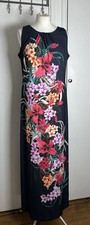 M&Co Long Blue Floral Dress with Side Splits Size 12 Sleeveless