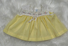 Vintage Nannette Dress Yellow Sleeveless Embroidered Flowers Size 0-3 Months 
