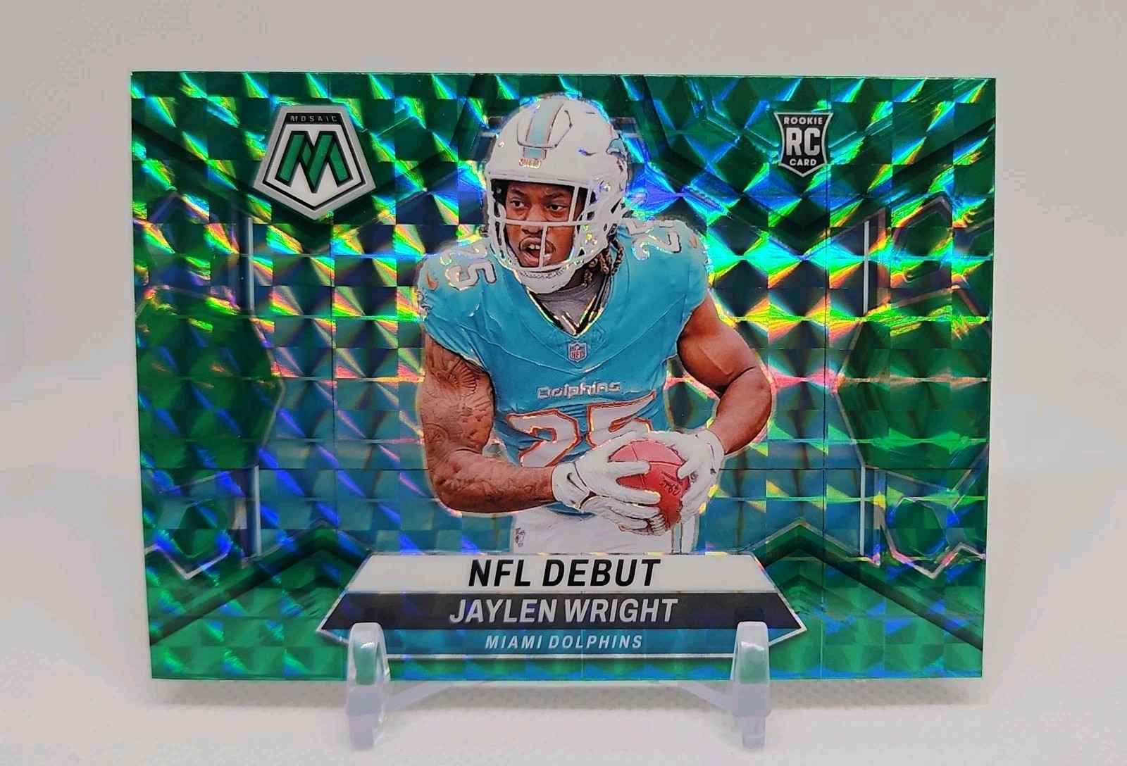 2024 Panini Mosaic - NFL Debut Jaylen Wright #280 Green Mosaic Prizm (RC)