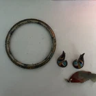 Vintage Costume Jewelry Fish Pendant , Bracelet and Stud Ear Rings