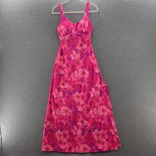 VTG 60s DeWeese Design Swimdress 12 Pink Floral Hawaiian Built In Bra Maxi