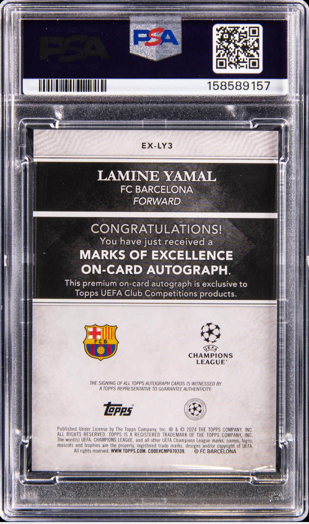 Topps Dynasty 2024 Lamine Yamal RC EX-LY3 Marks of Excellence Auto /99 PSA  AUTO view 2