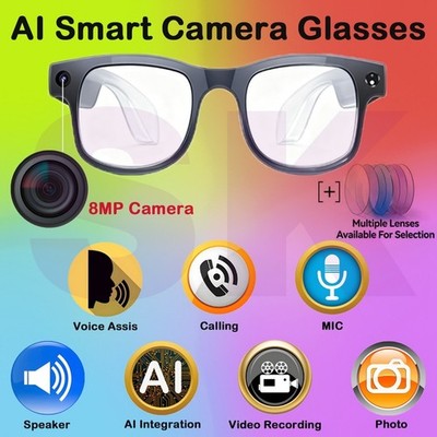 6K HD Smart Glasses: Bluetooth, AI Chat and 8MP Camera, Call & Control
