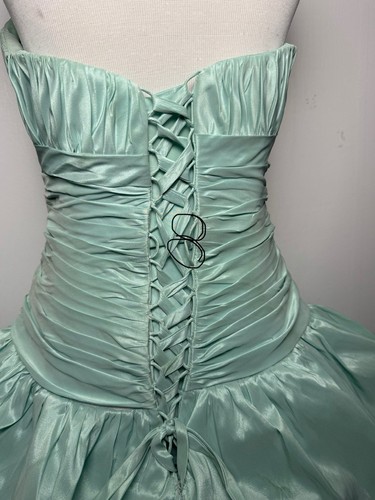 Mint Green Strapless Prom Ball Gown Beaded Formal Dress Adjustable Fit - Picture 16 of 19