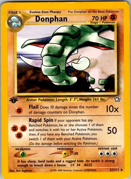 Donphan 21/111 Rare Neo Genesis Pokemon 1st Edition Lightly Played
