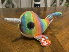 TY Beanie Boos Nori Norwahl Whale Plush Sparkle Stuffed Animal Figure 6" W/ Tag