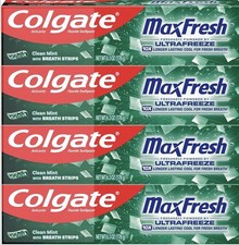 Colgate MaxFresh Fluoride Toothpaste, Clean Mint, 4 Pack, 6.3 oz Fresh Breath