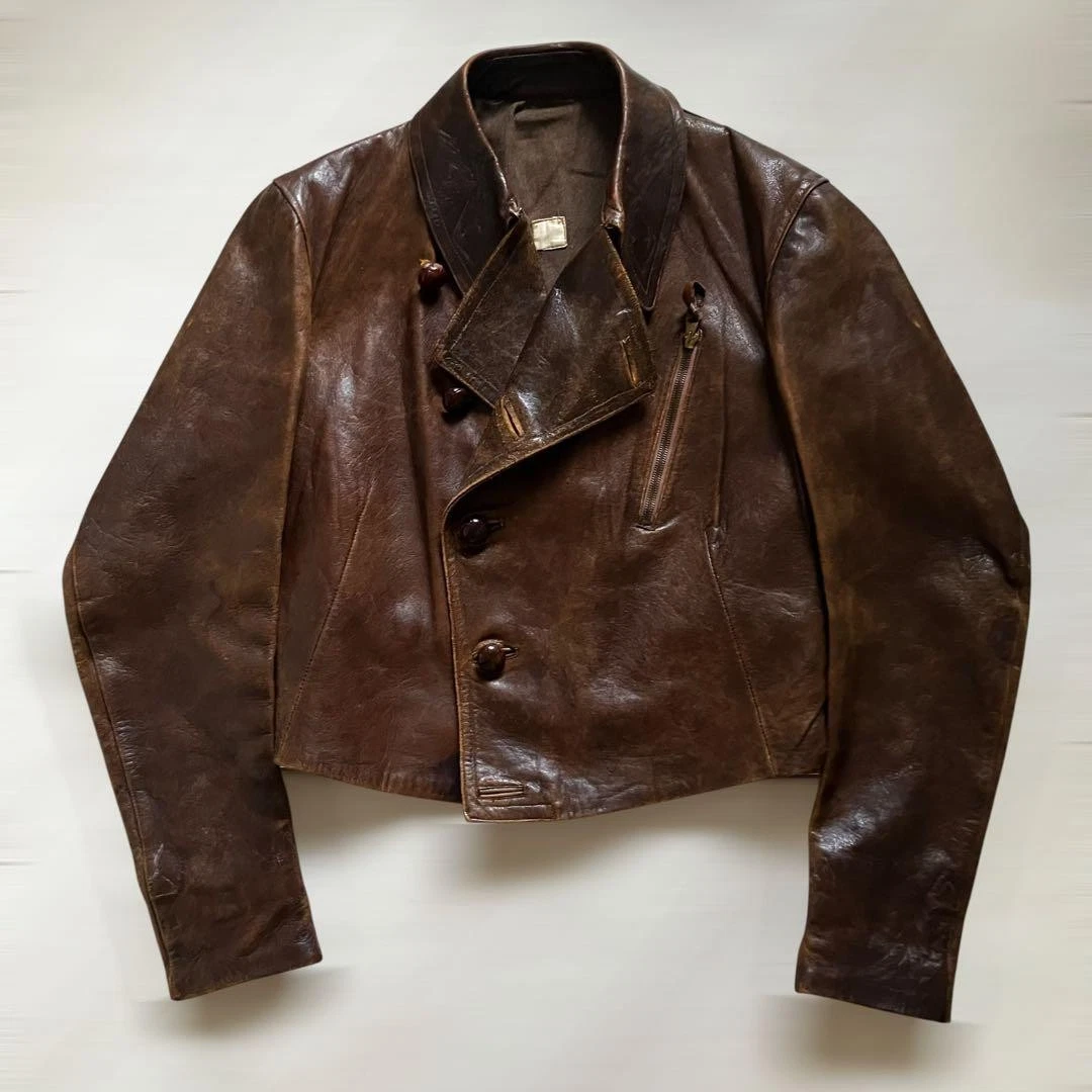 1930s–1940s Aviator Leather Jacket (Approx. Size L) - product detail image 1