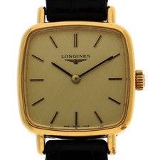 LONGINES Square 2 needles gold Dial Manual Gold Plated Leather Women s