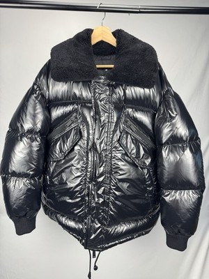 Dsquared2 Black Glossy Puffer Jacket Sherpa Collar Size 48 IT / Medium