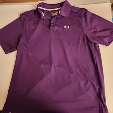 Under Armour Men's Shirt Tech Polo Heat Gear Purple Large Loose Golf Wicking