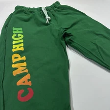 Camp High Collective Spellout Green Cotton Drawstring Sweatpants USA Made sz XL