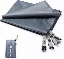 BISINNA Waterproof Camping Tarp 2 Person(82.67’’x55’’), Grey 82.67’’x55’’ 