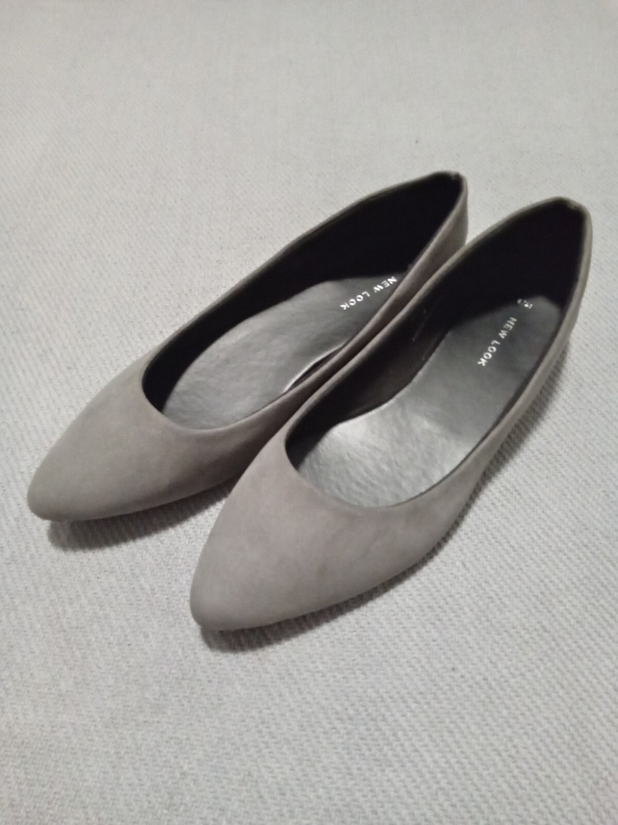 Suede Grey Womens Flats NEW LOOK GREY SUEDE POINTED FLATS SIZE NEW