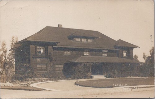 RPPC Postcard Alpha Phi R & S Fraternity Stanford University California 1911