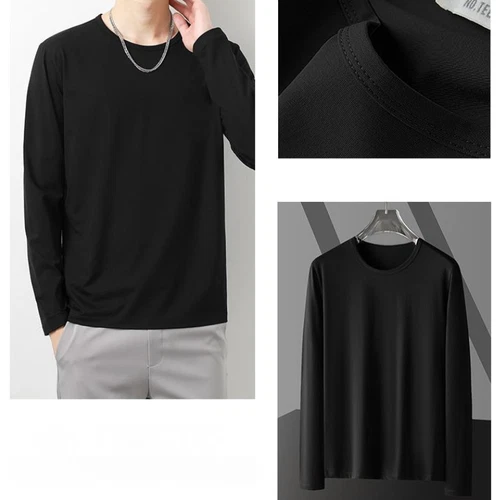 Herren Pullover T-Shirts Locker Rundhals Langarm Oberteile Streetwear Freizeit T-Shirt - Bild 6 von 40