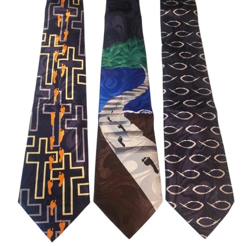Religious Footprints, Church Ties #4D - Lot of 3 Novelty Neckties NWT Clearance - Image 1 of 1