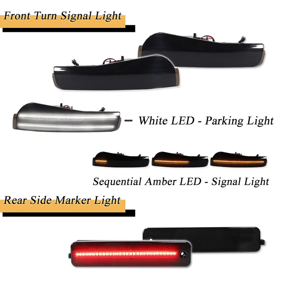 4PCS Smoke LED Bumper Signal+Side Marker For 93-97 Pontiac Firebird/Trans AM LS1 - Image 2 of 4