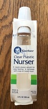 VTG New Gerber Baby Bottle Clear Plastic Nurser Feeding 8oz Rubber Nipple