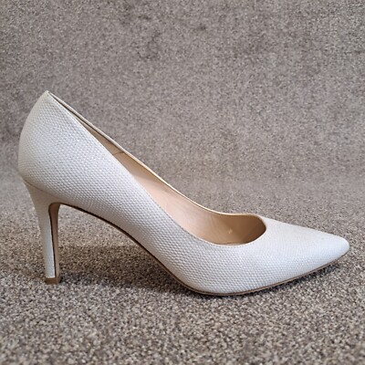 LK Bennett Court Shoes White Glitter 40 UK Textured Leather