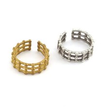 Dots Band Ring Raw brass, Antique silver plated (17mm 7US Adjustable ) 0003
