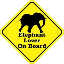 5 x 5 Silhouette Elephant Lover On Board Sticker Car Truck Vehicle Bumper Decal