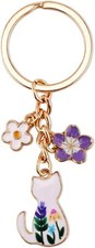 Cute Bag Charms Enamel Flower Kawaii Cat Key Chains