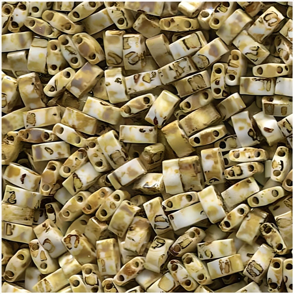 Miyuki Half Tila Beads 2-Hole Rectangle  2.3 x 5mm 7.8GM Picasso Opaque Canary - Image 2 of 3