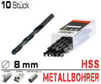 Hss Metallbohrer Spiralbohrer Eisenbohrer Stahlbohrer Ø 8.0 Mm Bohrer / 10 StüCk