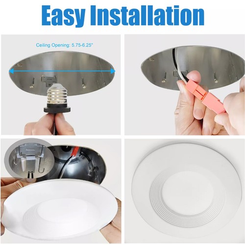 6Pack 6 Inch LED Can Lights, Retrofit Recessed Lighting,Smooth Trim, 1050 LM 15W - Picture 18 of 20