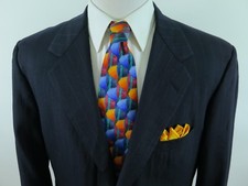 Brooks Brothers Men Imported Wool Blue Striped Blazer Jacket Sport Coat 43 L USA