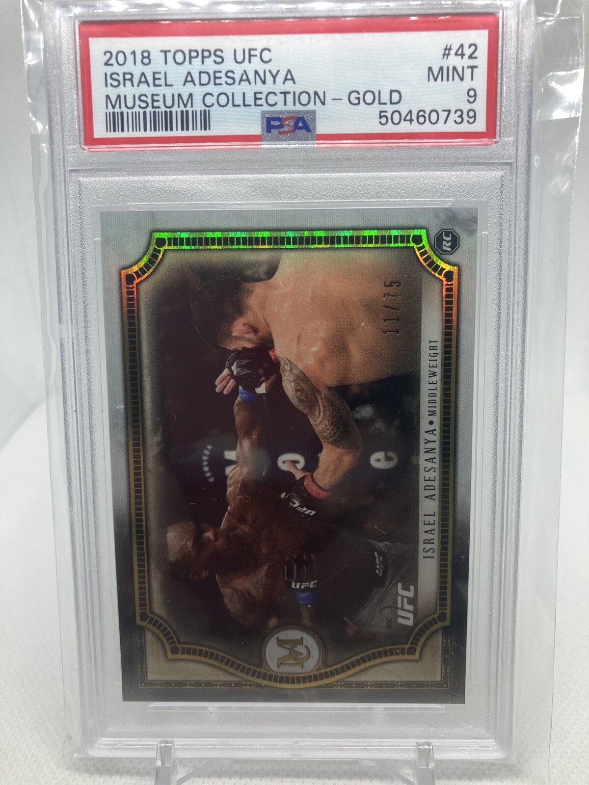 2018 Topps UFC Israel Adesanya Museum Collection - Gold 11/75 Rookie Card RC