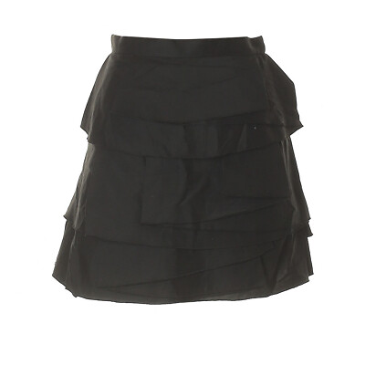 BCBGMaxAzria black Cotton Blend Layered A-Line Mini Skirt Size