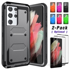 For Samsung Galaxy S21 S22 S23 Ultra S23 FE Shockproof Case Cover Tempered Glass