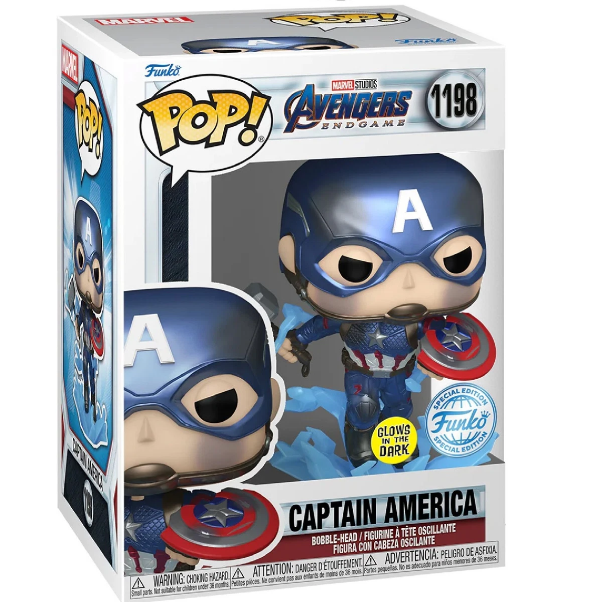 Funko POP! Marvel: Avengers Endgame Captain America #1198 GITD Special  Edition