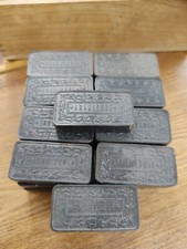 Antique 19th Century 28 Pieces ARABESQUE Embossed Ebony Dominos c1884 Box RARE