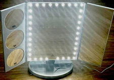 Large Tri-fold Led Makeup Mirror 1x/3x/5x/10x Magnification