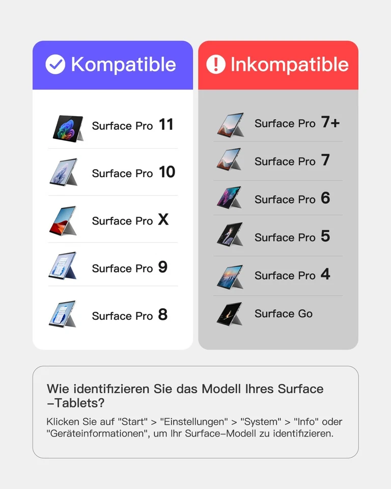 Inateck  Surface Pro 11/10/9/8/X Bluetooth Tastatur, mit 7-Farbiger beleuchtung - Bild 2 von 4