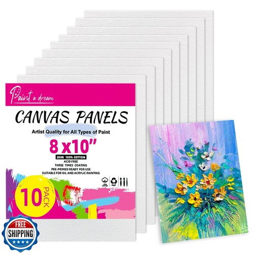Canvas Boards for Painting - 8x10 10-Pack Bulk Canvas Panels Value Pack ...