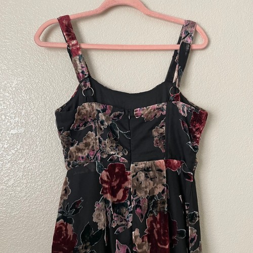 Lulus Dress Womens Medium Black Floral Velvet Burnout Maxi High Slit Cocktail - Picture 5 of 11