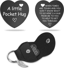Black Stainless Steel Double-Sided Heart Shaped Token When Times Are Tough 